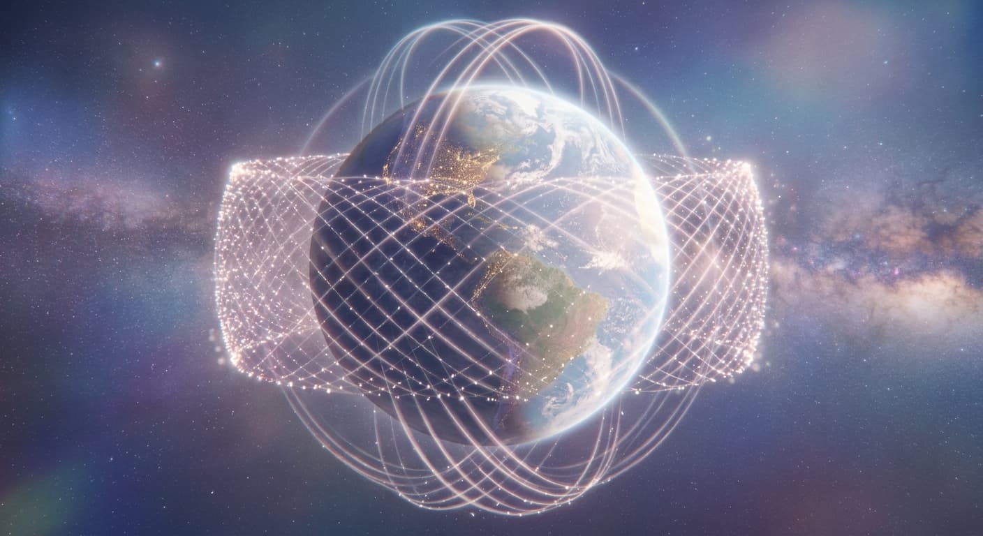 Starlink satellite constellation orbiting Earth